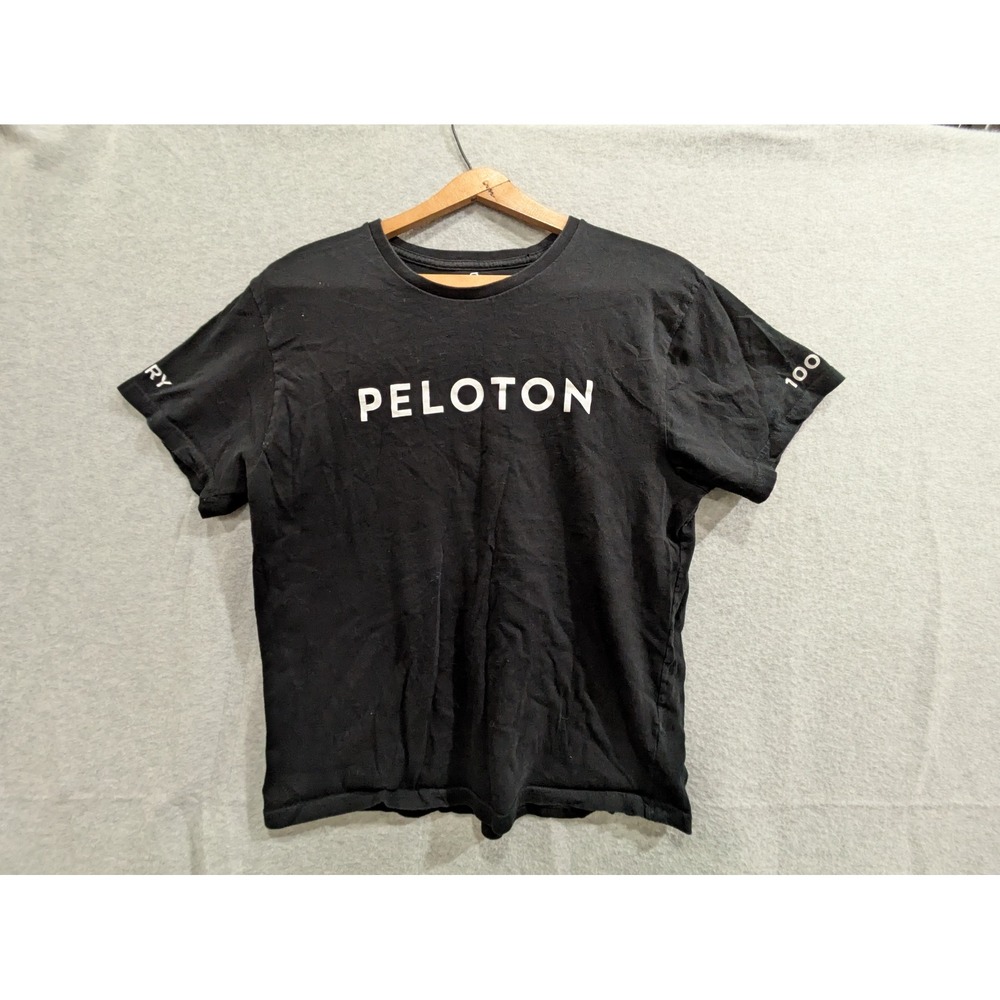Peloton 100 Century T-Shirt Women's Medium Black Cotton Crew Neck Tee Activeware